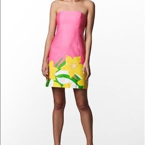 LILY PULITZER pink strapless dress. Size 2
